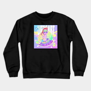 Dope Life is art alien in spaceship floating illustration Crewneck Sweatshirt